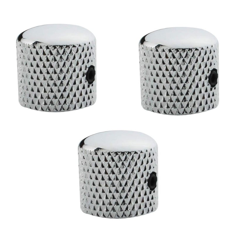Guyker 3Pcs Guitar Control Knobs with 6mm (0.24") Dia. Shaft Pots with Adjust Wrench - Copper Dome Tuning Potentiometer Knob with Hole Replacement for Electric Guitar or Precision Bass (Chrome) - Image 1